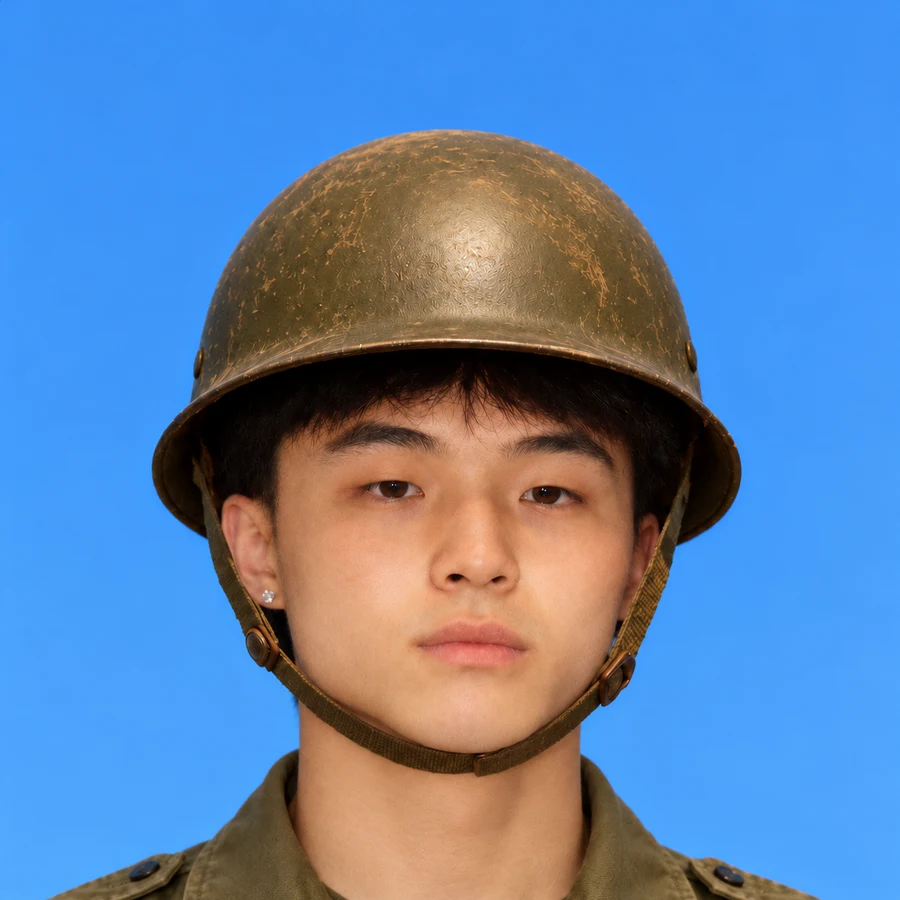 KIMCHER, the kimchi trencher, in his helmet